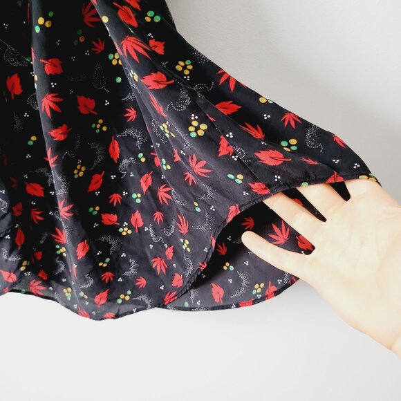 Zadig & Voltaire Black and Red Silk Shirtdress with Waist Tie - Picture 3 of 7